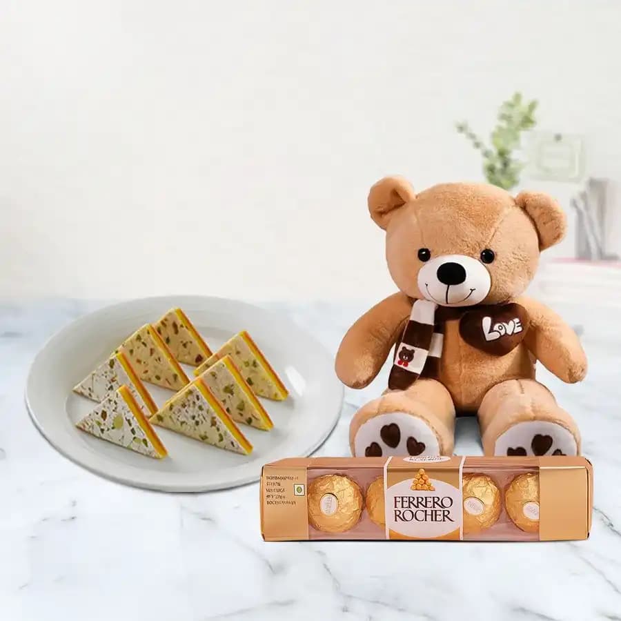 Kaju Pista Sandwich from Almond House with Teddy N Ferrero Rocher