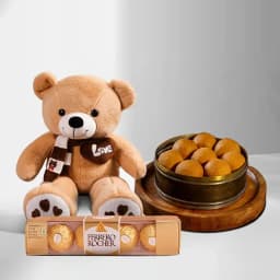 Bellam Sunni Laddu from Almond House with Teddy N Ferrero Rocher 1