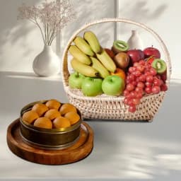 Bellam Sunni Laddu from Almond House with Fresh Fruit Basket 1