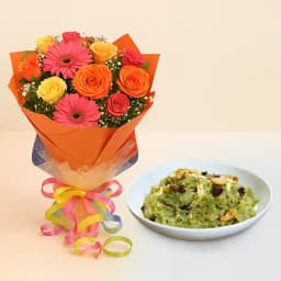 Charming Dudhi Halwa with Fresh Floral Arrangement 1