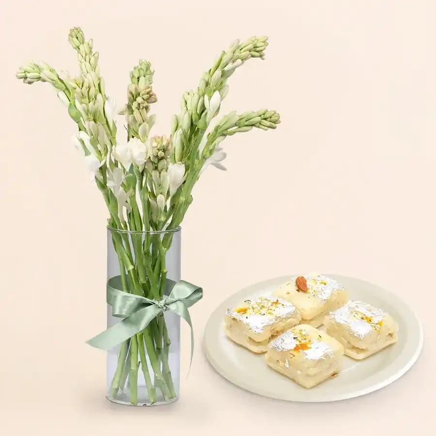 Joyful Malai Delight with Elegant Rajnigandha