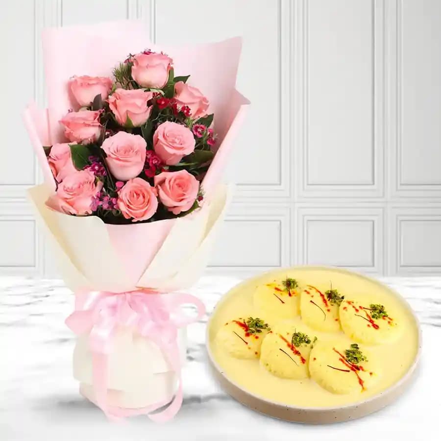 Elegant Rasmalai and Floral Delight