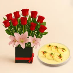 Sweet Delight: Rasmalai with Elegant Floral Display 1