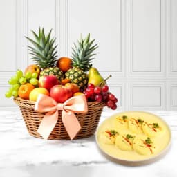 Delicious Rasmalai Delight with Assorted Fresh Fruits 1