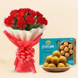 Sweet Love Bundle: Besan Laddu & Carnations 1