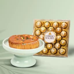 Wholesome Combo of Ferrero Rocher Chocolate N Dry Fruit Cake 1