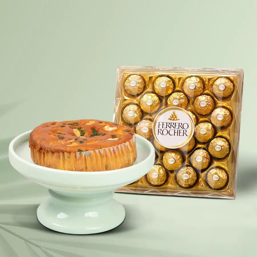 Wholesome Combo of Ferrero Rocher Chocolate N Dry Fruit Cake