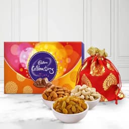 Delicious Dry Fruits Potli with Cadbury Celebrations Pack 1