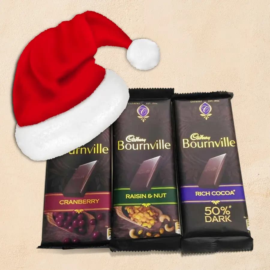 Delicious Cadbury Bournville Chocolate in Santa Clause Cap