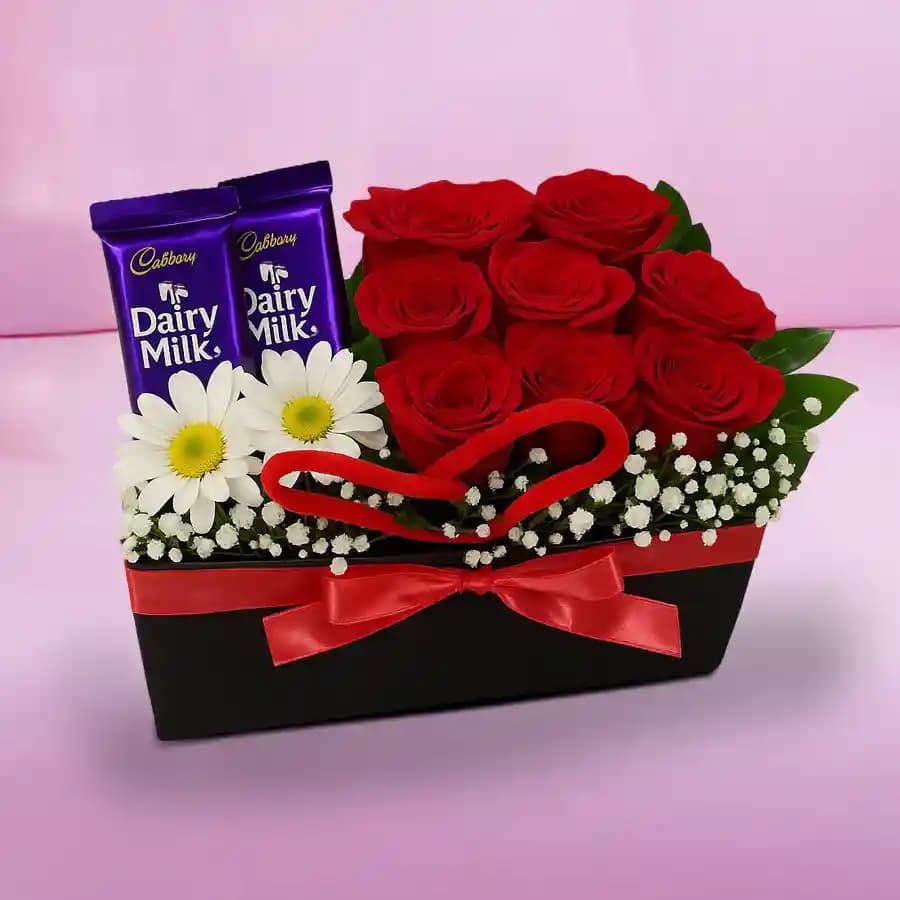 Fresh Flowers N Chocolates Delight