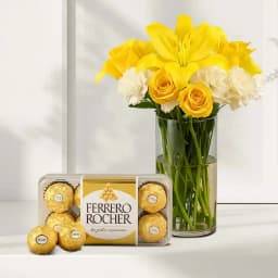 Delicious Chocolates N Mixed Flowers Arrangement 1