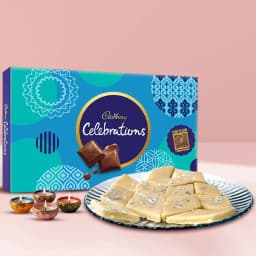 500 Gms Kaju Katli Cadburys Celebration Pack 4 Wax Diya 1