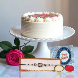 Eggless Cake and a Red Rose with Free Rakhi, 1