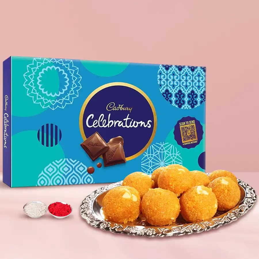 Combo of Cadbury Celebrations with Haldirams Laddoo