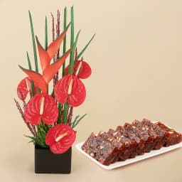 Enticing Ananda Bhawan Dry Fruit Halwa with Mixed Flowers Bunch 1