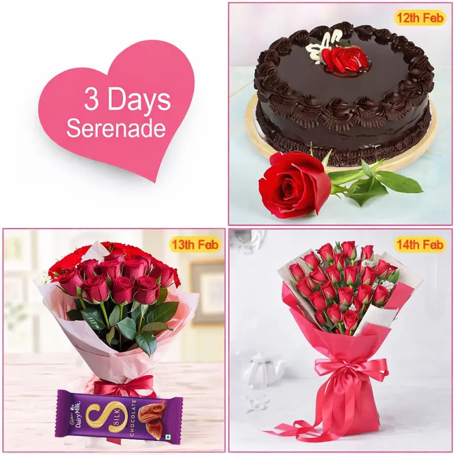 Dazzling 3 Days Serenade Sweet N Rosy Delight Gift Combo