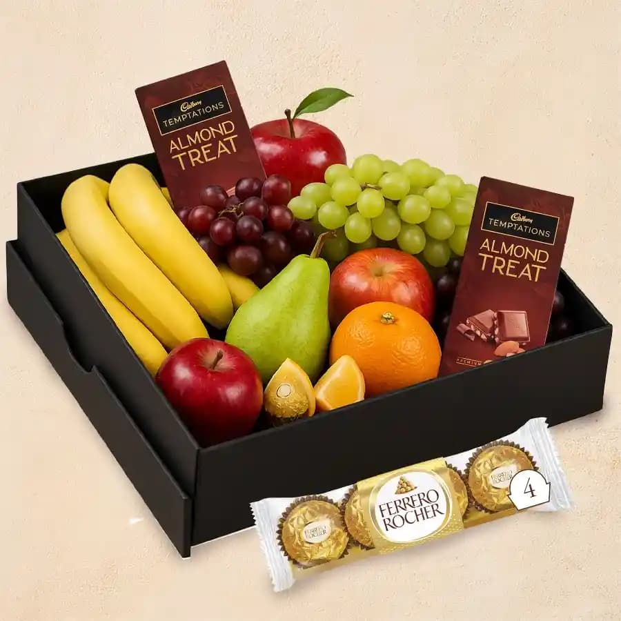 Yummy Box of Chocolates N Fresh Fruits
