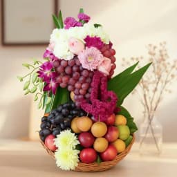Beautiful Tall Arrangement of Flowers n Fruits 1