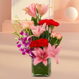 Elegant 21 Flowers for Love in a glass vase 1
