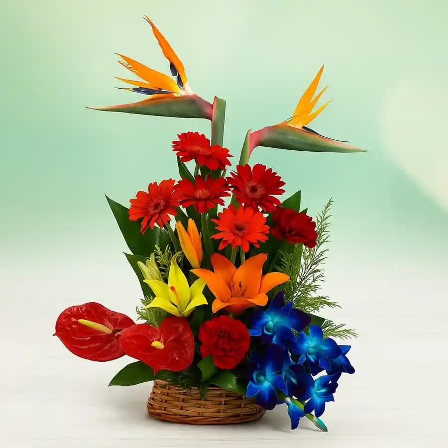 Exclusive Mixed Color Flowers Basket