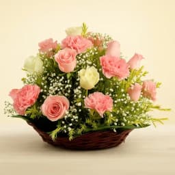 Fabulous Roses n Carnation Basket 1