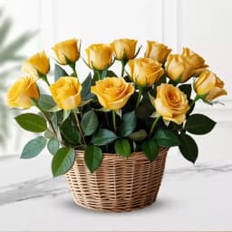 Impressive Basket of Yellow Roses 1