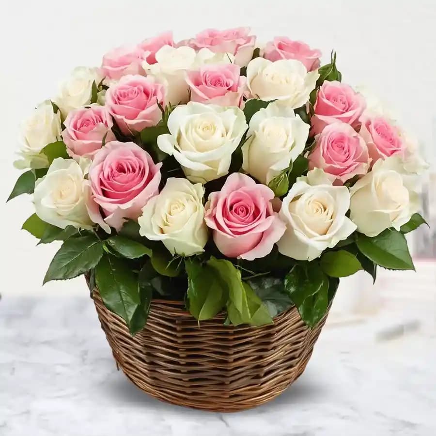 Beauty with Elegance Roses Basket