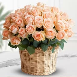 Endearing Love Peach Roses Basket 1