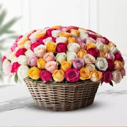 Grand Celebration 200 Mixed Roses Basket 1