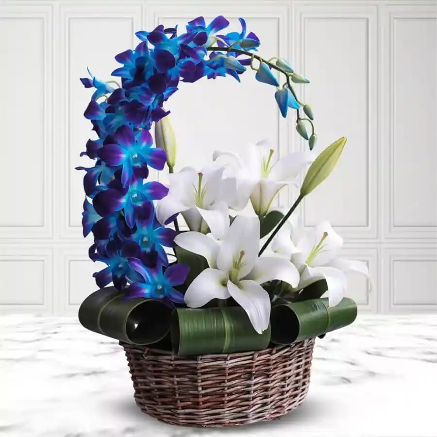Tranquil Azure Floral Basket