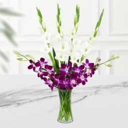 Elegant Purple Orchid and Gladiolus Bouquet 1