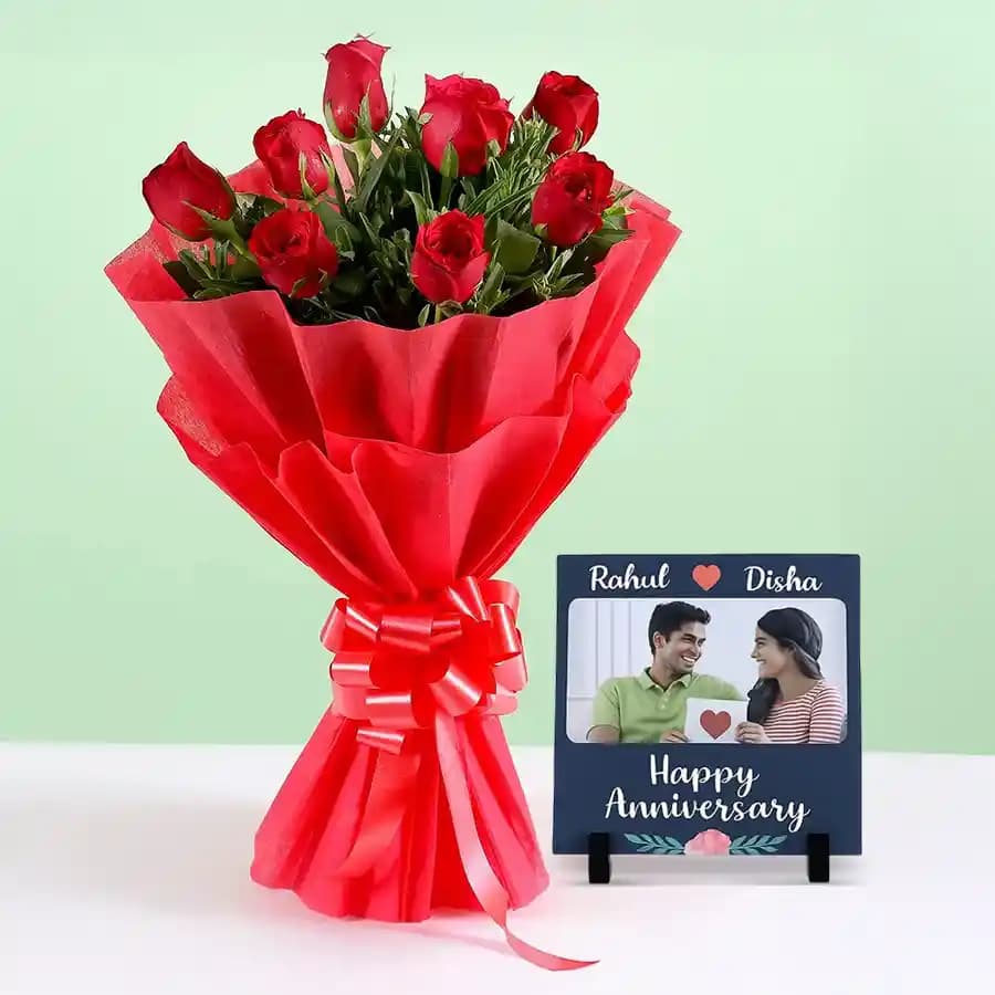 Personalized Floral Photo Tile