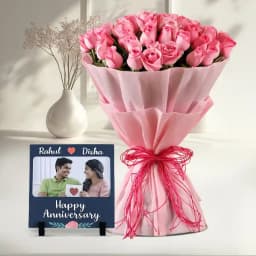 Heartfelt Memories with Pink Roses and Custom Photo Tile 1
