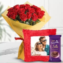 Timeless Red Roses with Custom Cushion & Luxury Chocolate 1
