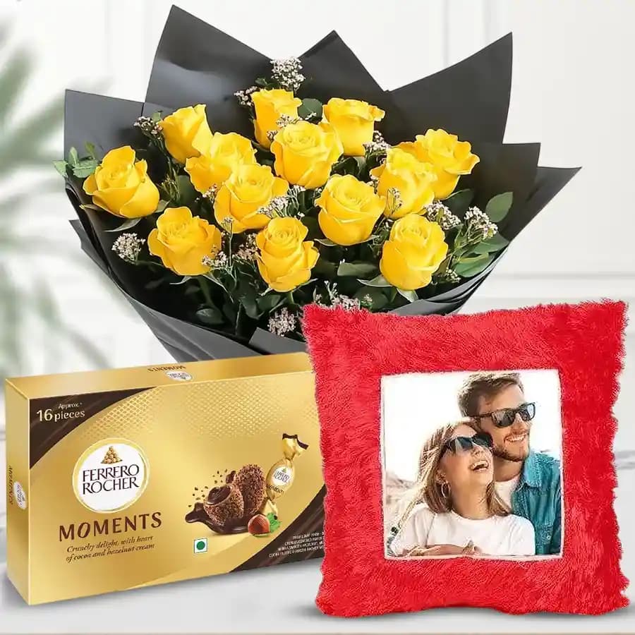 Customizable Floral Cushion with Golden Roses