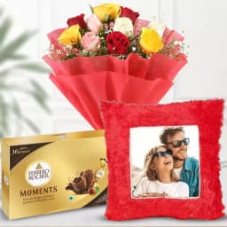 Personalized Floral Cushion & Chocolate Delight 1