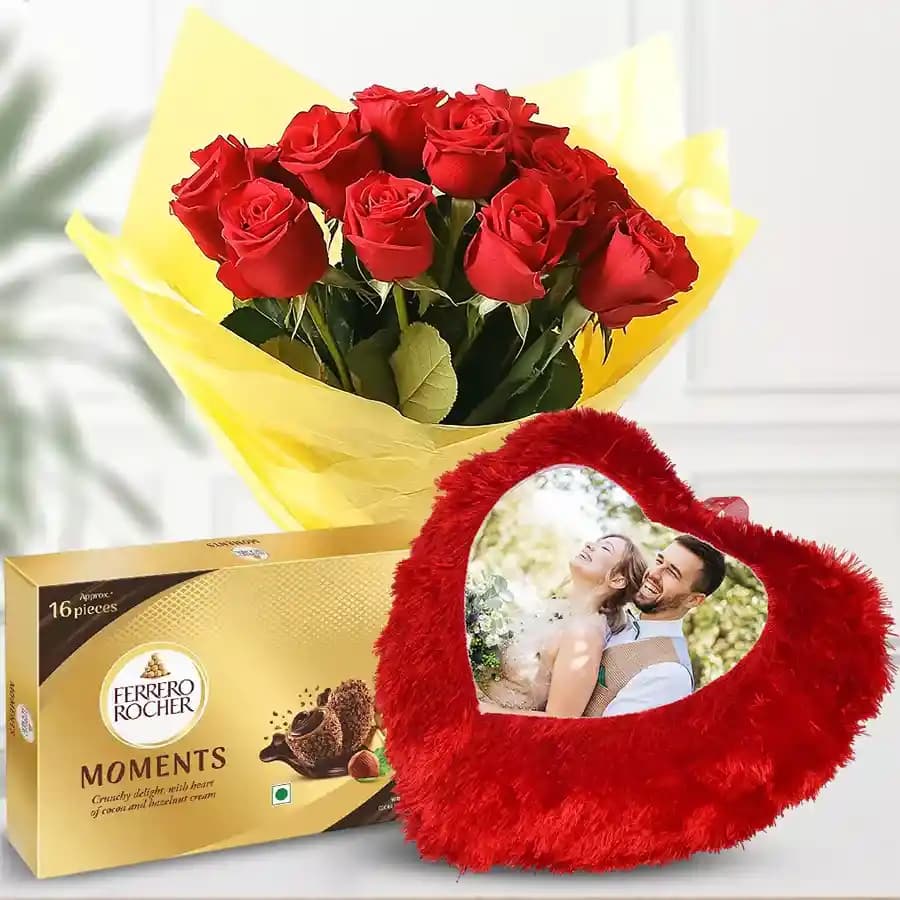 Heartfelt Personalized Cushion and Floral Delight