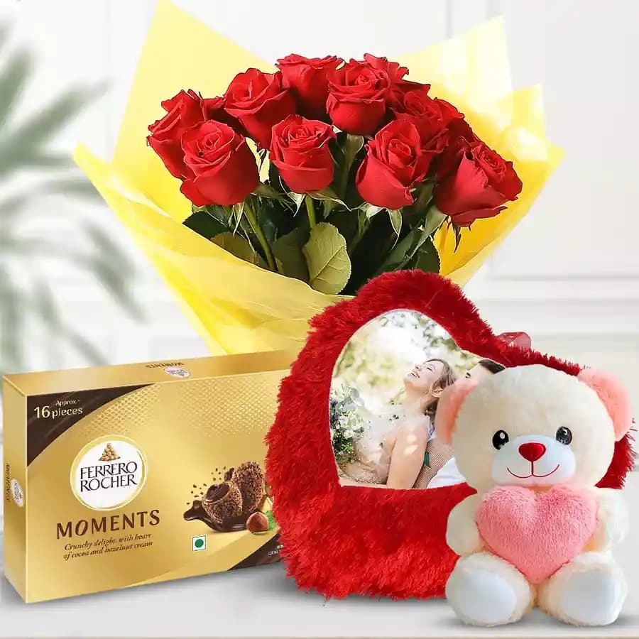 Cushion of Love with Roses and Sweet Treats