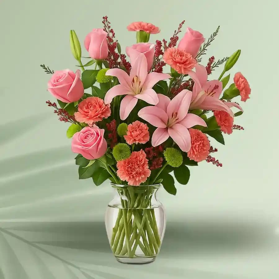 Royal arrangement of Lilies Roses and Carnations