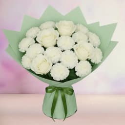 Feeling of Hope White Roses N Carnations Arrangement 1
