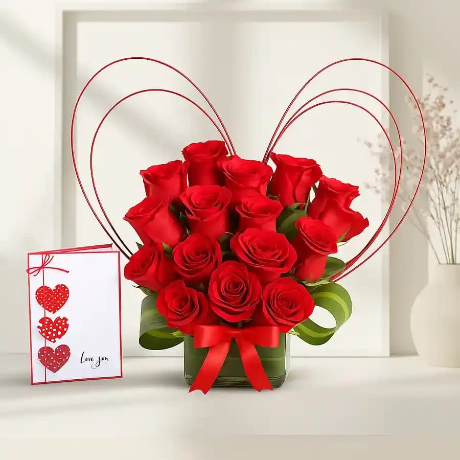 Romantic Roses in a Vase