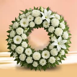 Pure White Sympathy Wreath 1