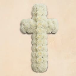 Exclusive Carnations N Roses Funeral Cross 1