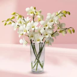 Graceful White Orchids Glass Vase Arrangement 1