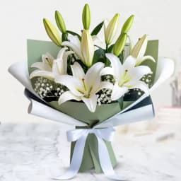 Delightful White Asiatic Lilies Bouquet 1