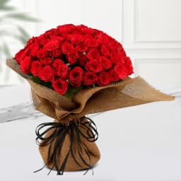 Passionate Jute Wrapped Roses Bouquet 1