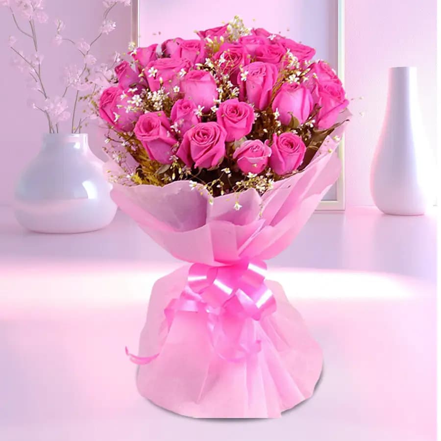 Impressive Pink Roses Bouquet