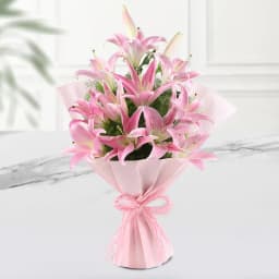 Graceful Pink Oriental Lilies Bouquet 1