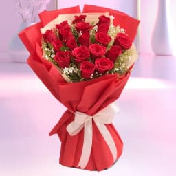 18 Exclusive Dutch Red Roses Bouquet Nicely Wrapped 1