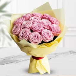 12 Pink Roses Bouquet Tissue Wrap 1